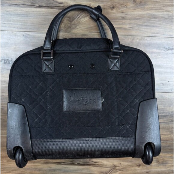 Vera Bradley Rolling Laptop Bag Black Quilted Work Tote Wheeled Carry On Travel - Picture 2 of 15